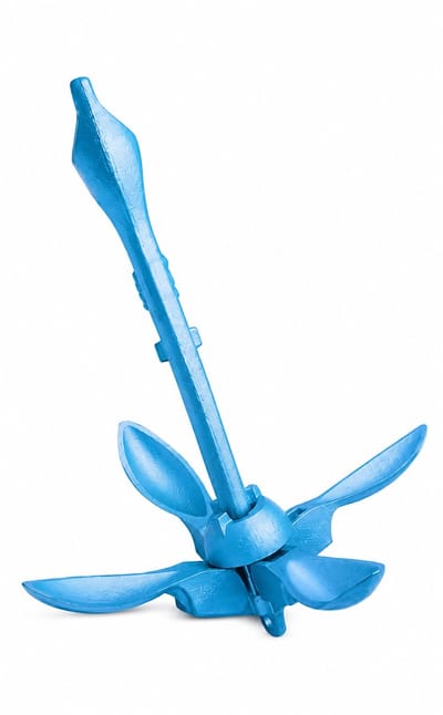 Aquasuntec | Ankerpakket 3,2 kg Paraplu Anker Licht blauw – Compleet met 20m Ankertouw – Ketting en Harpsluitingen