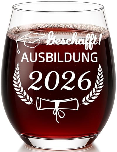 Dailygoods- Wijnglazen 550 ml - Examen Cadeau - Afstuderen - Opleiding 2026 - Cadeau voor Mannen - Set van 2