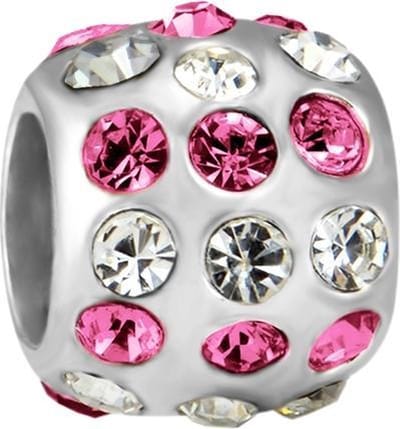Quiges - 925 - Zilveren - Bedels -Sterling zilver - Beads - Zirkonia Roze Kraal Charm - Geschikt – voor - alle bekende merken - Armband Z216