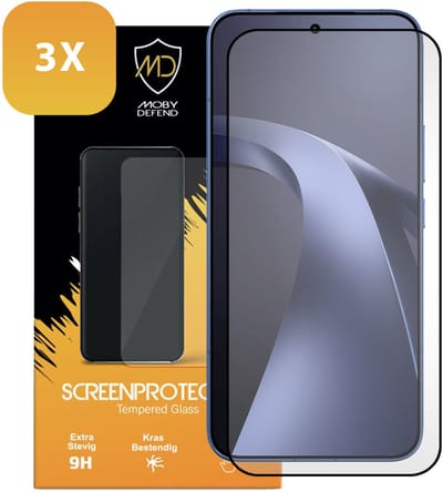 3-Pack MobyDefend Screenprotectors - Geschikt voor Xiaomi 17T Pro - Screensavers Met Zwarte Randen - Gehard Glas
