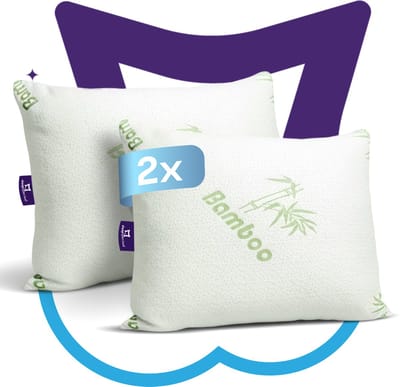 Slaapspeciaal Hoofdkussen – Bamboe Hoofdkussen Set van 2 – Hoofdkussen Nekklachten | 50x70 cm – Hotelkwaliteit – Navulbaar – Ultrasonic Holle Vezelvulling – Ademend & Anti-Allergisch – Geschikt voor rug-, zij- en buikslapers