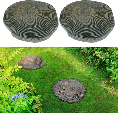 Stapstenen Tuin - Decoratieve Stenen - Pad Aanleggen - Houtvormig Design - 40x37cm - Natuurlijk