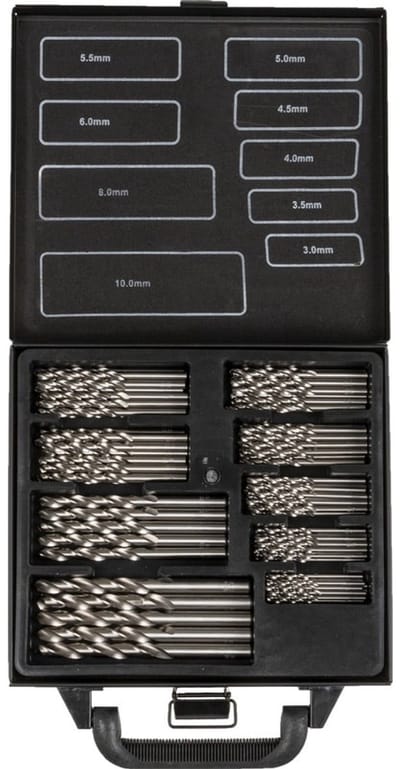 Metaalborenkoffer DIN338 HSS-Co Cobalt 5% 80-delig 3.0-6.0mm x0.5mm +8mm +10mm