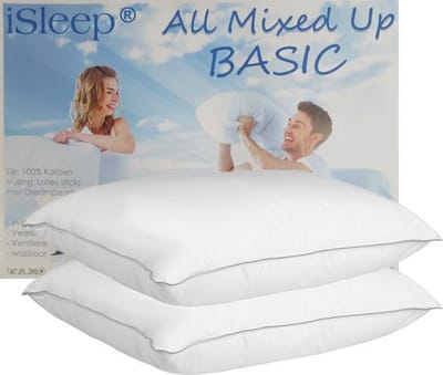 iSleep All Mixed Up Basic | Set van 2 Kussens | Puntkussen | Latex Sticks met Dreampearls | 1200 Gram Kussen Vulling | Veerkrachtig Hoofdkussen | Ventilerend & Wasbaar | 60x70 cm | 2 Stuks