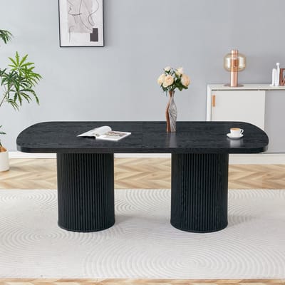STILVORA Eettafel - Ovale Tafel Voor 6 Tot 8 Personen - Voor Eetkamer En Keuken - MDF Houtlook - Zwart