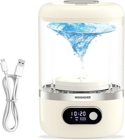 Mini Wasmachine, Draagbare Mini-Wasmachine, 1L Oplaadbare Ondergoed-Wasmachine, Draadloos, Compact, Geschikt voor BH's, Ondergoed, Wasmandje voor BH's, Ondergoed, Sokken