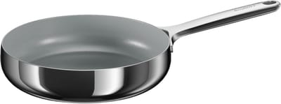 BergHOFF Home Koekenpan Ø 24 cm - PFAS-Vrije Antikleefpan– RVS Braadpan – Keramische Anti-aanbaklaag Bakpan – Geschikt voor Inductie, Gas, Elektrisch en Keramisch – Ovenbestendige Biefstukpan tot 230 °C – Stellar Steel