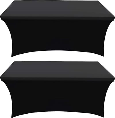 2x Set Universele Stevige Tafelhoezen voor Klaptafels 180x75x75 cm Zwart Elastisch