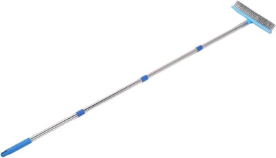 Metalen Draadbezem - Vloerenschrobber - Terrassen Schoonmaken - Telescopische Steel - 160cm Lengte - Zwart