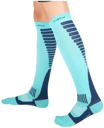 TOETOE Sports Compressie Knie Teensokken - Aqua - 44-47