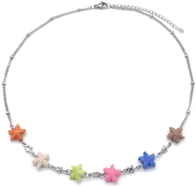 Ketting met Zeesterren - RVS - Lengte 39-44 cm - Zilverkleurig
