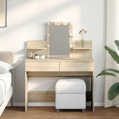 vidaXL - Kaptafel - met - LED-verlichting - 100x40x130 - cm - sonoma - eikenkleurig