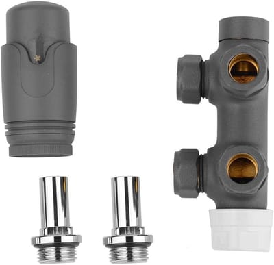 Radiatorventiel Set - Middenaansluiting Chroom - Verwarming Installeren - Vorstbescherming Functie - 50 mm Buisafstand - Antraciet
