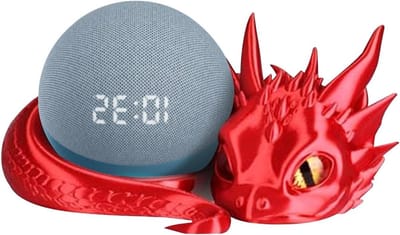 Draken Speaker Houder - Unieke Standaard - Decoratief Gebruik - Gedetailleerd Ontwerp - 20.5 cm - Rood