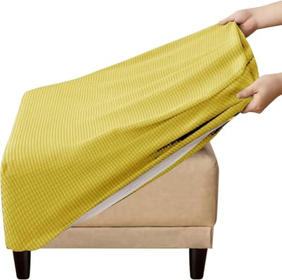 Voetenbank Hoes - Poef Beschermer - Interieur Vernieuwen - Zachte Stretch Stof - 36 x 36 cm - Goud