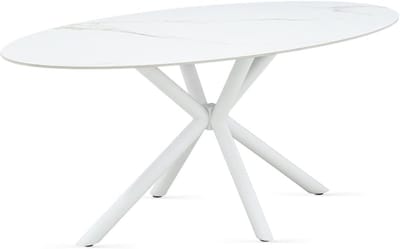 Eettafel Ovaal - Eettafel Keramisch - Gezellig Tafelen - Duurzaam Sintered Stone - 180x90x75cm - Wit