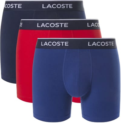 Lacoste Heren Boxershorts Met Lange Pijp Boxer Briefs 3-Pack Blauw/Rood/Navy Blauw - Maat S