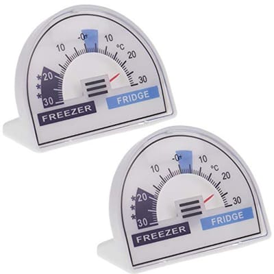 SnelShoppen - 2 Pack Koelkast Vriesvak Thermometer Dial - Temperatuurmeter voor Koelkasten en Vriezers - Aanbevolen Temperatuurzones - Eenvoudig te Be
