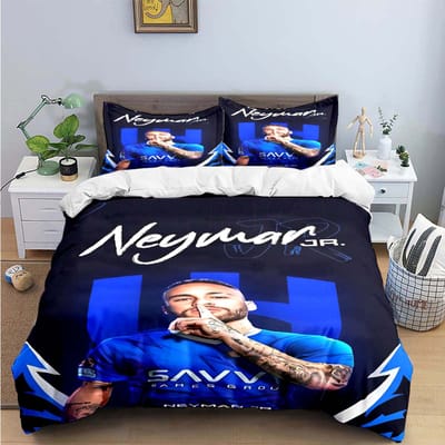 Mode Nee. 10 Voetbalster N-Neymar Print Beddengoed Sets Bedbenodigdheden Set Dekbedovertrek Beddekenset Beddengoed Set Luxe Cadeau EU Single(135*200cm)3pcs