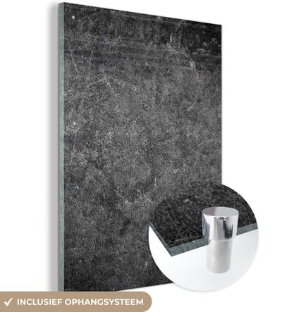 MuchoWow® Glasschilderij 120x160 cm - Schilderij acrylglas - Leer - Structuur - Industrieel - Grijs - Foto op glas - Schilderijen