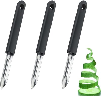 Set van 3 Scherpe RVS Schillers voor Groenten en Fruit - Aardappel, Wortel en Kiwi Schiller voor de Keuken