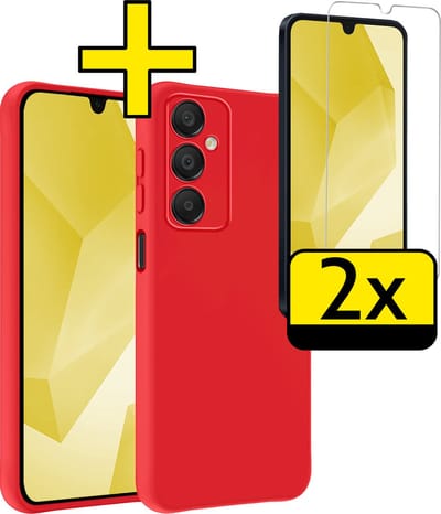 Hoesje - Met 2x Screenprotector - Geschikt voor Samsung Galaxy A16 - Sterk & Shockproof - Back Cover - Siliconen Case - Telefoon Hoes - Telefoonhoesjes - Rood