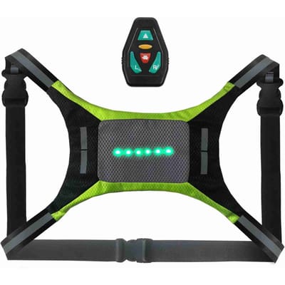 LED Reflecterend Vest USB Oplaadbaar Afstandsbediening Richtingaanwijzer Licht Vest Fiets Waarschuwingsvest grijs