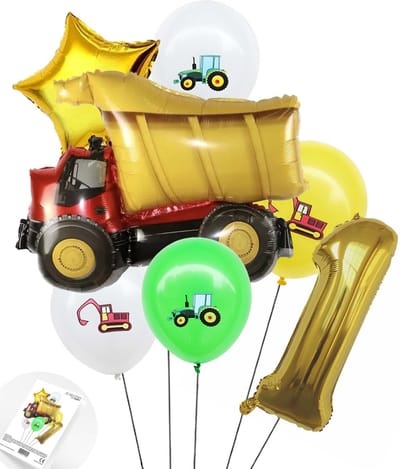 Cijfer Ballon Nummer 1 - Trucker - Vrachtwagen set Ballonnen Feestdecoratie - Snoes - Helium Ballon - Boeketg