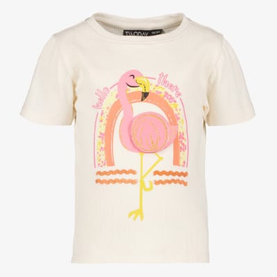 TwoDay meisjes T-shirt met flamingo beige - Maat 92