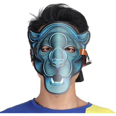 Lumière LED Costume Cosplay Animal Masque à Contrôle Vocal Masque Halloween Festival Vacances black