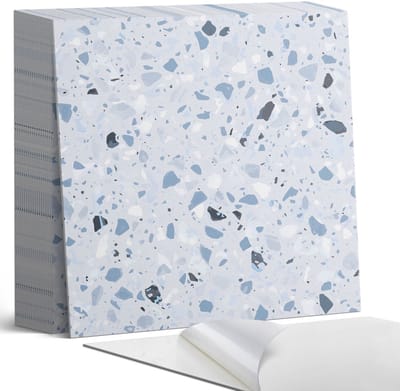 Coloray Plaktegels - Patroon met steenfragmenten Zelfklevende Tegels - 20 cm x 20 cm - Grijs Plaktegels - 20 stuks - Vierkant PVC Tegels - Plaktegels Badkamer - Plaktegels Vloer - Vinyltegels Vloer Zelfklevend - Wandtegel Zelfklevend