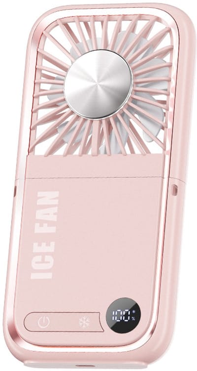 Ventilatoren-Handventilator - 5-in-1 Mini Ventilator Opvouwbaar - 5 Snelheden - 3000mAh Powerbank - Met Telefoonhouder en Ingebouwde Kabel - LED Display - Nekventilator-voor Reizen, Kamperen, Wandelen en Strand