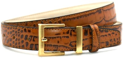 cognac print riem- gouden gesp - 3 cm breed - maat 105 totale lengte 120