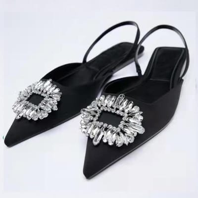 Sandales Femmes Bling Bling Sandales d'Été Chaussures Femmes Sandales de Luxe en Cristal Plates Chaussure Femme Chaussures d'Été Dames 37 noir
