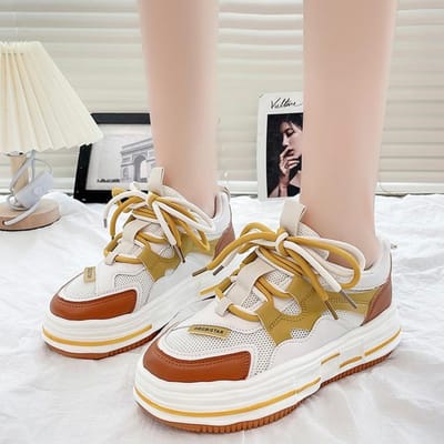 Chaussures Décontractées pour Femmes Chaussures de Sport à Plateforme pour Femmes Chaussures de Marche et de Course Légères Antidérapantes Tennis Baskets pour Femmes Chaussures Baskets pour Femmes 40 jaune