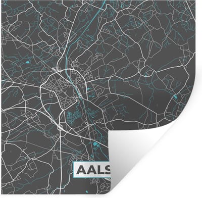 Muurstickers - Sticker Folie - België – Aalst – Stadskaart – Kaart – Blauw – Plattegrond - 100x100 cm - Plakfolie - Muurstickers Kinderkamer - Zelfklevend Behang XXL - Zelfklevend behangpapier - Stickerfolie