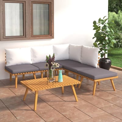 vidaXL - 6-delige - Loungeset - met - kussens - massief - acaciahout