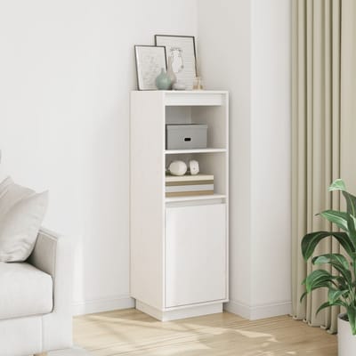 vidaXL - Hoge - kast - 37x34x110 - cm - massief - grenenhout - wit