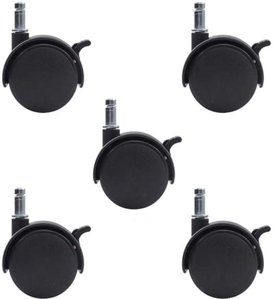 Dailygoods- Zwenkwielen Set van 5 - Nylon Rollen met Rem - 50 mm Diameter - Slijtvast en Duurzaam - Eenvoudig te Monteren - Zacht en Geruisloos - Meubelwielen