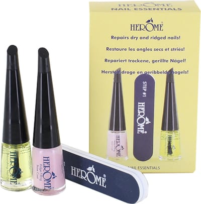 Herome 3 in 1 Manicure met Base Coat, Nagelvijl en Voedende Nagelolie – Nagelverzorging voor Egale en Flexibele Nagels