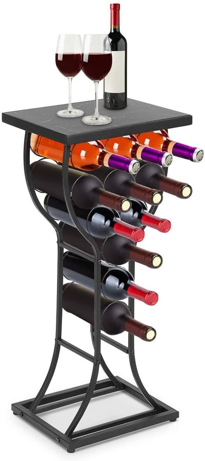 Dailygoody - Wijndisplay - Wijnopberger - Ruimtebesparende designtafel - Zwart - Geschikt voor thuis - 11 flessen wijn - Ideaal voor ontvangstgelegenh...