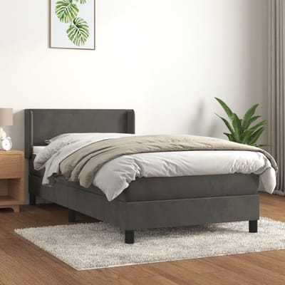 vidaXL - Boxspring - met - matras - fluweel - donkergrijs - 80x200 - cm