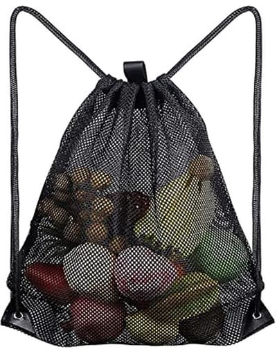 Allecto - Rugzak met trekkoord - Mesh strandtas - Lichtgewicht en robuust - 45 x 40 cm - Voor strand en sportschool - Uniseks voor volwassenen