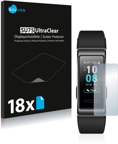Savvies - Screenprotector voor Huawei Band 4 Pro - Folie Beschermfolie transparant 18 Stuks