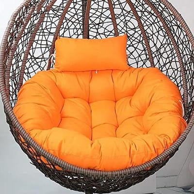 Hangstoel met standaard - Schommelstoel lounge - Buiten ontspannen - Met pluche kussens - 105 x 90 cm - Oranje