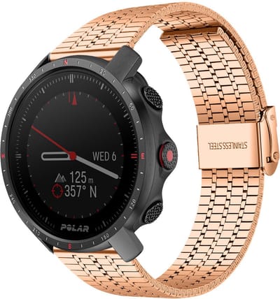 Strap-it Luxe stalen RVS bandje - geschikt voor Polar Grit X / Grit X Pro / Vantage M / M2 / M3 / V3 - rosé goud