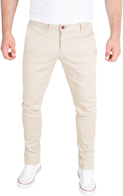 WOTEGA Heren Chinobroek Adriano – Slim Fit – Katoen Stretch – Beige – 5-pocket