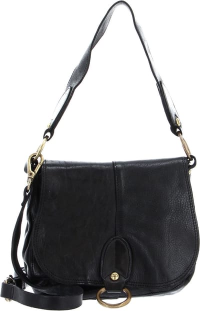CAMPOMAGGI Leren Schoudertas Small Shoulder Bag Nero Zwart