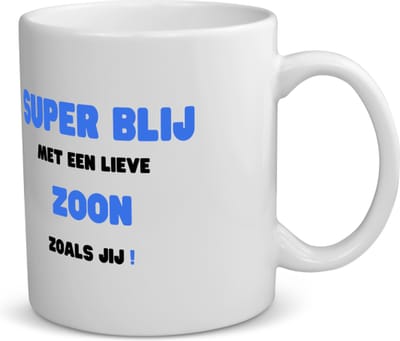 Akyol - super blij met een lieve zoon zoals jij koffiemok - theemok - Zoon - de liefste zoon - verjaardag - cadeautje voor zoon - zoon artikelen - kado - geschenk - 350 ML inhoud