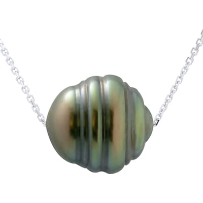Halsketting Echte Gecultiveerde Tahiti Parel DOORGEVEN Rond 10-11 mm